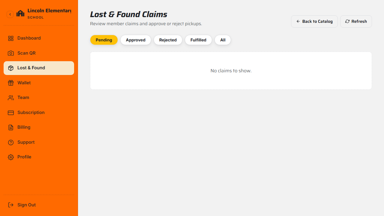 Approving a claim with pickup instructions