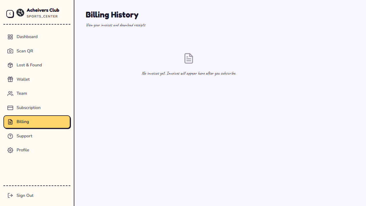 Organization billing history