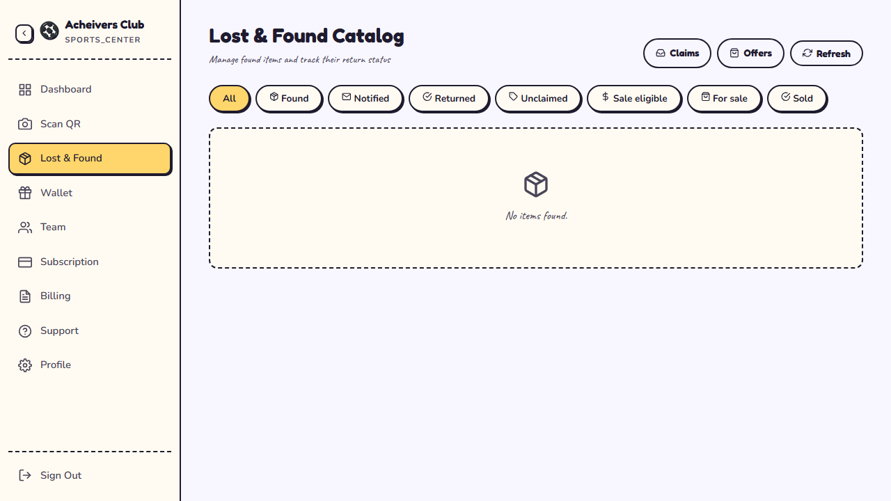 Listing an unclaimed item for sale